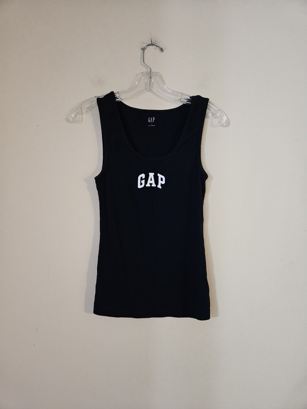 GAP Women's Navy Tank Top with White Logo, Size Small